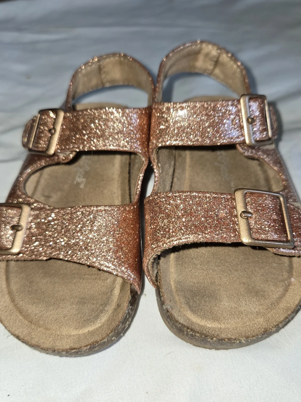 Cat & Jack Glitter Buckle Sandals in Rose Gold SZ 5